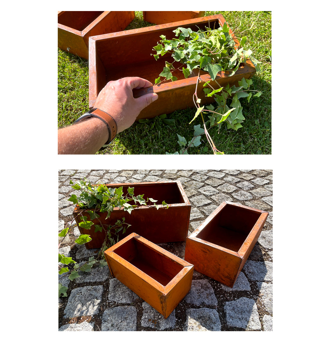 LB H&F 3er Set Blumenkasten Balkonkasten Rost Edelrost - 3 Größen