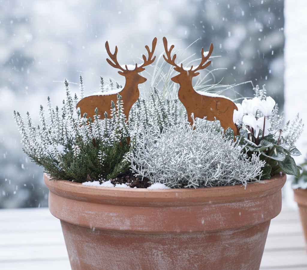 LB H&F Lilienburg 2er Set Weihnachtsdeko Roststecker Rost Metall wetterfest Gartenstecker Hirsch Set - Gr