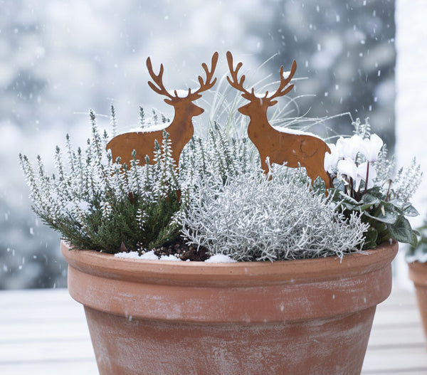 LB H&F Lilienburg 2er Set Weihnachtsdeko Roststecker Rost Metall wetterfest Gartenstecker Hirsch Set - Gr