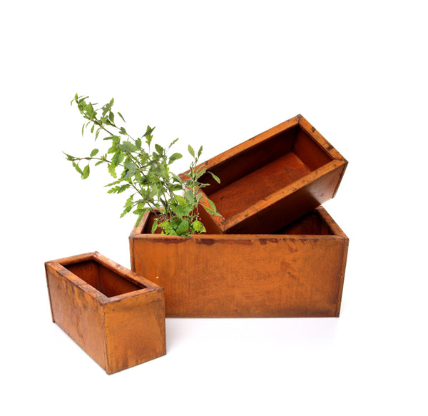 LB H&F 3er Set Blumenkasten Balkonkasten Rost Edelrost - 3 Größen