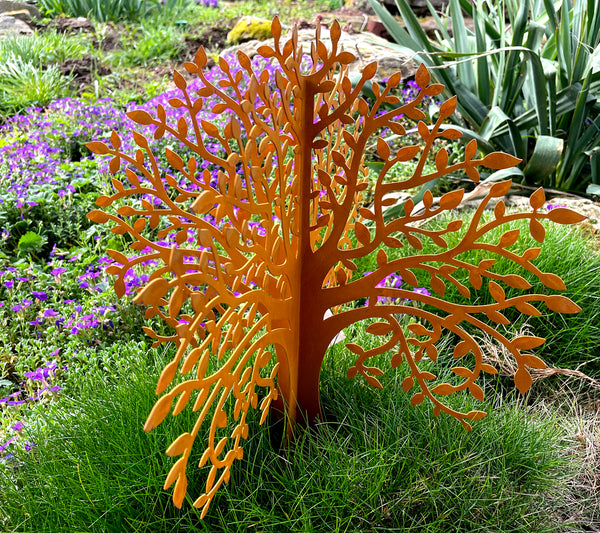 LB H&F Gartenstecker LEBENSBAUM 2tlg. 3D Baum 40x38cm stecken Gartendeko aus 2 Steckelementen Metall Rost Edelrost