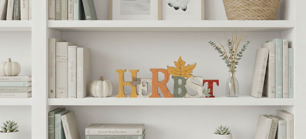 LB H&F Schriftzug Herbst zum hinstellen Holz Herbstblätter Blätter Natur 30 cm Gross Herbstdeko BLATT