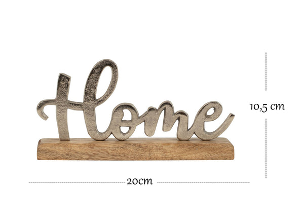LB H&F Schriftzug Home Deko Schrift Holz Metall Silber Buchstaben zum hinstellen Alu Zuhause Natur (Home)