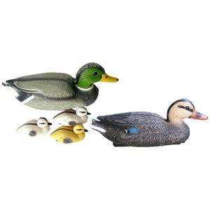 LB H&F 5er Set Teichtier Schwimmfigur Entenfamilie Teichfigur Erpel, Ente mit Entenküken Teichdeko Miniteich Schwimmtier Gartenteich Dekofigur Garten Teich