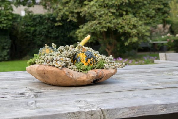 LB H&F Teakschale Dekoschale Holzschale Teak Schale Obstschale Schmuckschale ca. Ø 30 cm massiv