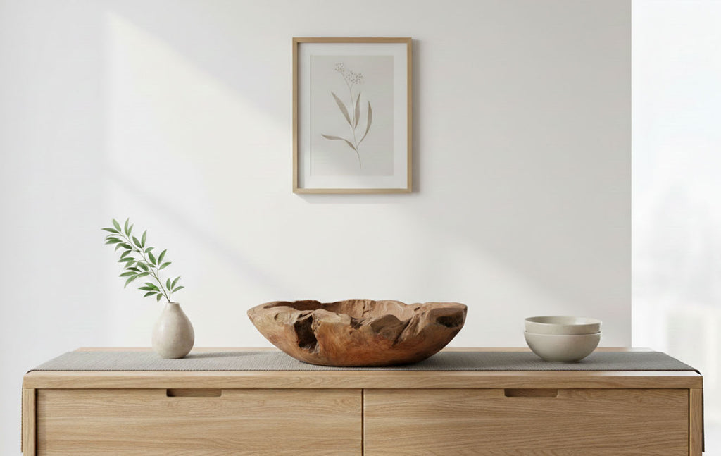 LB H&F Teakschale Dekoschale Holzschale Teak Schale Obstschale Schmuckschale ca. Ø 30 cm massiv