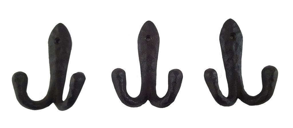 LB H&F 3 x Wandhakenhaken Haken Set Garderobe Wandgarderobe Kleiderhaken Metall Nostalgie massiv - Schmiede Optik - schwere Qualität