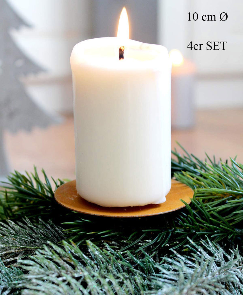 LB H&F 4er Advent Rostoptik Adventskranz Metall Kerzenteller – Set Deko