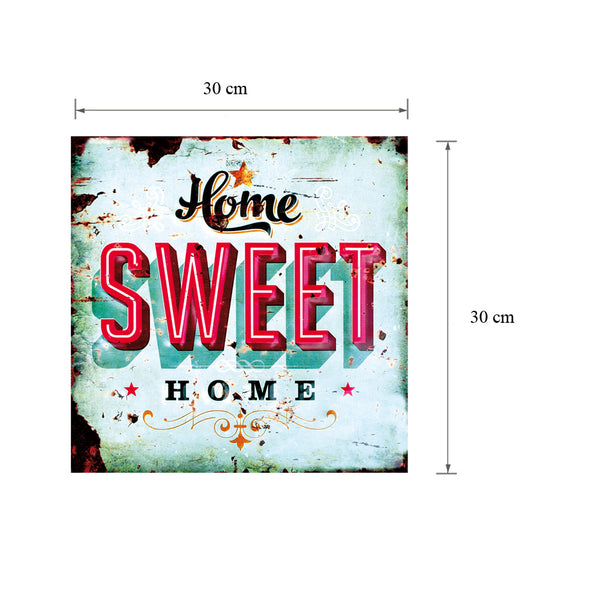 LB H&F Blechschild Blech Schild Metallschild Nostalgie Retro Home Sweet Home türkis 30x30 cm Groß