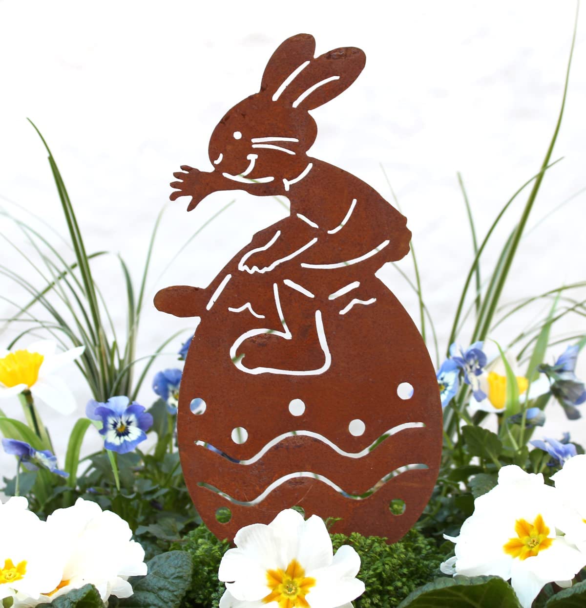 Osterhase Gartendeko Rost Ostern Osterei Frühling Deko Garten (Osterha