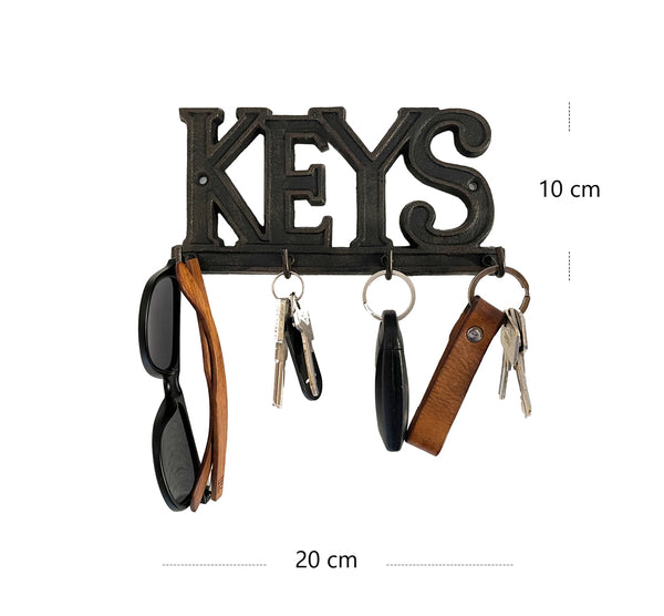 Schlüsselhaken Hakenleiste KEYS Schlüsselbrett Schlüsselleiste Schlüsselhalter Gusseisen Massiv Schlüssel Aufbewahrung 20x10cm