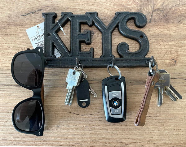 Schlüsselhaken Hakenleiste KEYS Schlüsselbrett Schlüsselleiste Schlüsselhalter Gusseisen Massiv Schlüssel Aufbewahrung 20x10cm