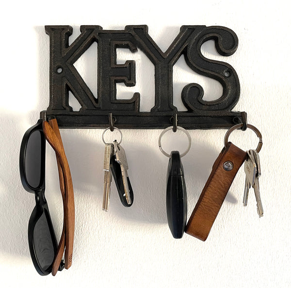 Schlüsselhaken Hakenleiste KEYS Schlüsselbrett Schlüsselleiste Schlüsselhalter Gusseisen Massiv Schlüssel Aufbewahrung 20x10cm