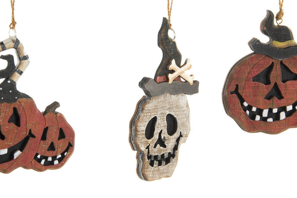 6er Anhänger Set Lilienburg Türhänger Halloween Gespenst Totenkopf Geist Halloweenanhänger Herbst Halloweendeko Kürbis aus Holz Herbstdeko