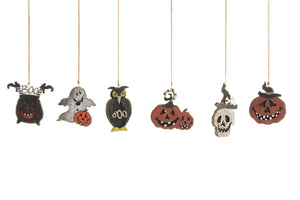 6er Anhänger Set Lilienburg Türhänger Halloween Gespenst Totenkopf Geist Halloweenanhänger Herbst Halloweendeko Kürbis aus Holz Herbstdeko