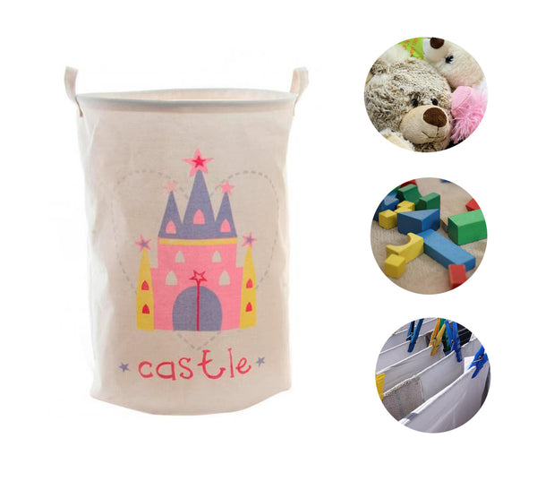 LB H&F Aufbewahrungssack Spielzeugsack ELSA Mädchen Schloss Fee faltbar Spielzeug / Wäschekorb Kinderzimmer Baumwolle 50 x 40 cm Prinzessin