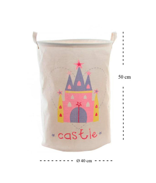 LB H&F Aufbewahrungssack Spielzeugsack ELSA Mädchen Schloss Fee faltbar Spielzeug / Wäschekorb Kinderzimmer Baumwolle 50 x 40 cm Prinzessin