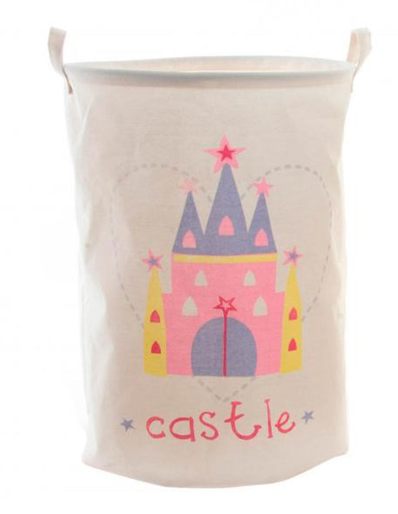 LB H&F Aufbewahrungssack Spielzeugsack ELSA Mädchen Schloss Fee faltbar Spielzeug / Wäschekorb Kinderzimmer Baumwolle 50 x 40 cm Prinzessin
