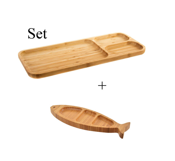LB H&F 2er Set Bambusteller Bambusschale Bambus-Snack-Schale umweltfre – www.LILIENBURG.de