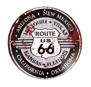 LB H&F Blechschild USA Amerika Nostalgie Retro Auto Tür Route 66 Motorrad Schild RUND