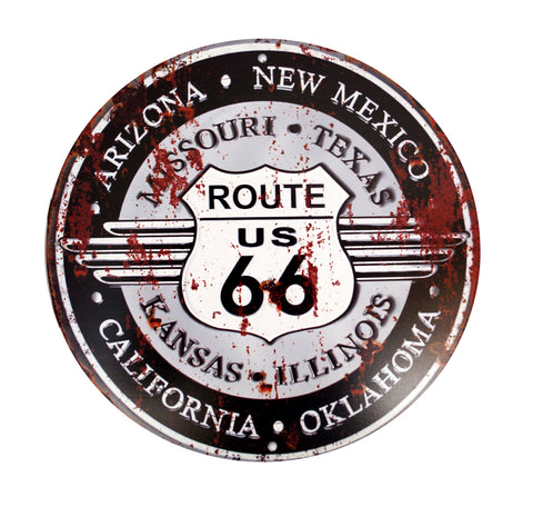 LB H&F Blechschild USA Amerika Nostalgie Retro Auto Tür Route 66 Motorrad Schild RUND