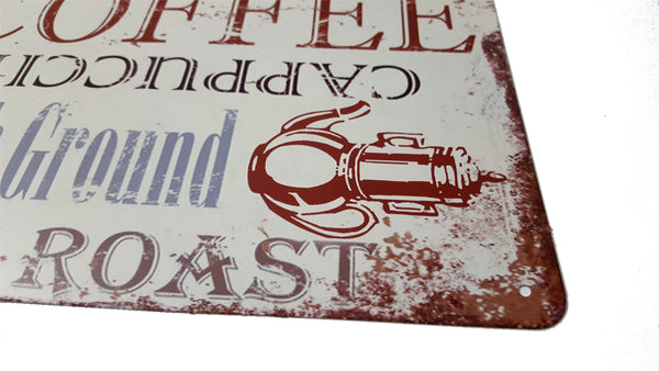LB H&F Blechschild Kaffee Cappuccino Espresso 30x30 cm - Metallschild Küche Vintage Schild Küchendeko