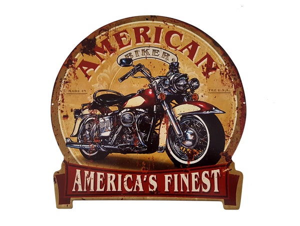 LB H&F Blechschild Retro Motorrad Blech Metallschild USA Biker Amerika - Rund 30x30cm Groß Blechschilder