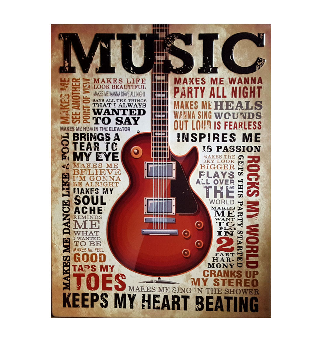 LB H&F Blechschild Retro Wohnzimmer Küche Blech Schild Metallschild Nostalgie Retro Musik 40x30 cm Groß geprägt