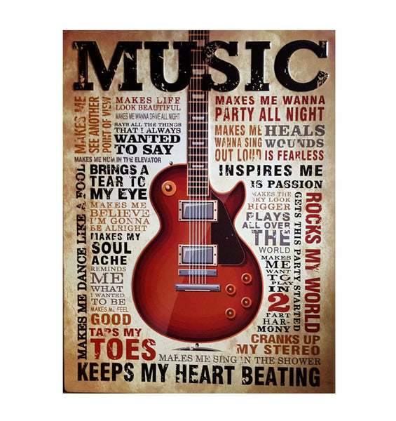 LB H&F Blechschild Retro Wohnzimmer Küche Blech Schild Metallschild Nostalgie Retro Musik 40x30 cm Groß geprägt