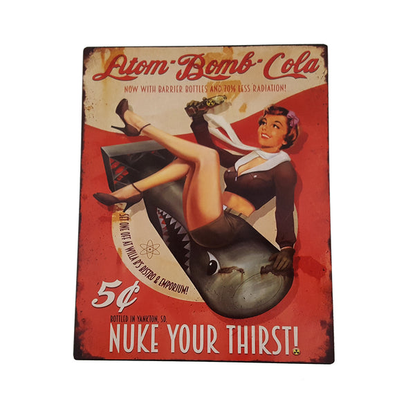 Blechschild Little Boy Retro Atombombe Blech Metallschild SEXY PIN UP - Werbeschild USA Blechschilder