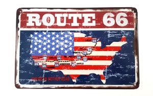 LB H&F Blechschild Amerika Nostalgie Retro Auto Tür Route 66 Fahne USA Schild 30x20 cm Groß