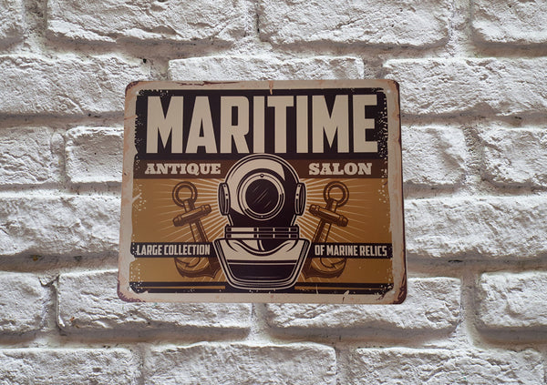 LB H&F Blechschild Vintage Anker Maritim Deko Wandbild Metall 25x20cm Wandschild Wanddeko