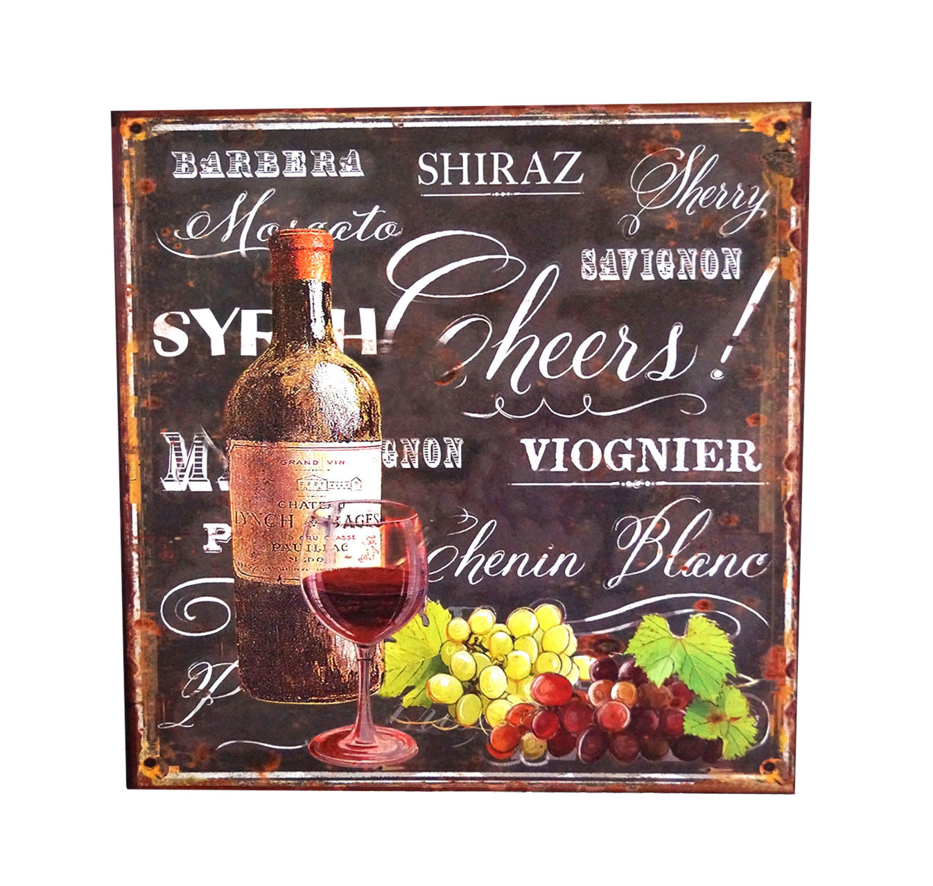 LB H&F Blechschild Blech Schild Küche Wein Metall XL Weinflasche Weinglas