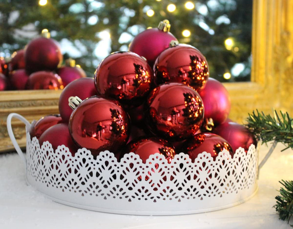 LB H&F 12er Set Christbaumkugeln Weihnachtsbaumkugeln ROT Kugel bruchf