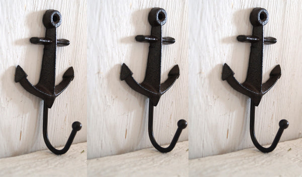 LB H&F Lilienburg 3 Stück Garderobe Set Wandgarderobe Kleiderhaken ANKER Maritim Badezimmer Haken Wandgarderobe Gusseisen Kleiderhaken MARE