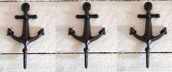 LB H&F Lilienburg 3 Stück Garderobe Set Wandgarderobe Kleiderhaken ANKER Maritim Badezimmer Haken Wandgarderobe Gusseisen Kleiderhaken MARE