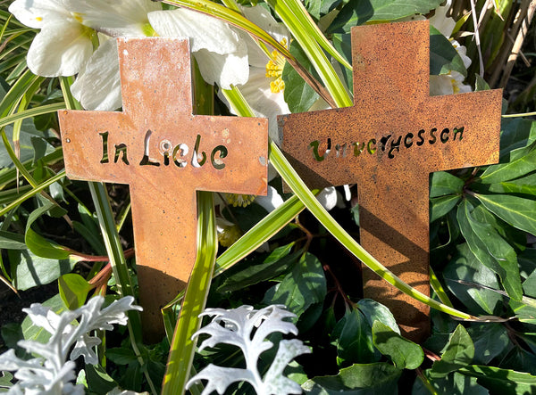 LB H&F Trauerdekoration Grabkreuz Grabschmuck Metall für Gestecke - Grab Kreuz zum stecken - witterungs frostbeständig