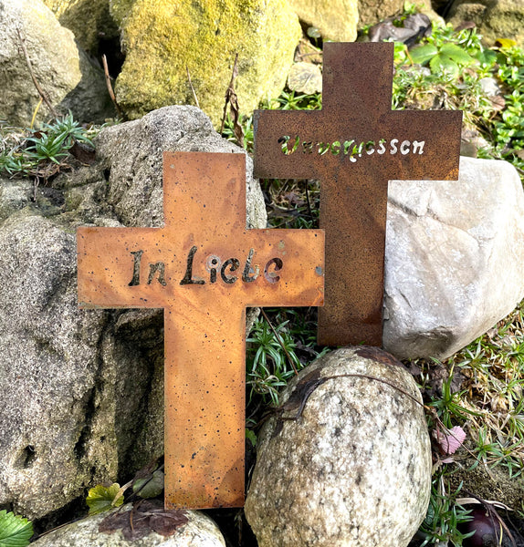 LB H&F Trauerdekoration Grabkreuz Grabschmuck Metall für Gestecke - Grab Kreuz zum stecken - witterungs frostbeständig