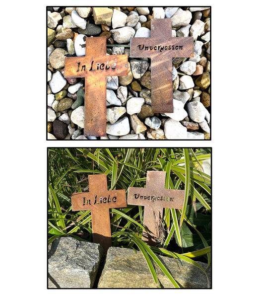 LB H&F Trauerdekoration Grabkreuz Grabschmuck Metall für Gestecke - Grab Kreuz zum stecken - witterungs frostbeständig