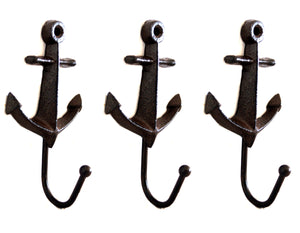 LB H&F Lilienburg 3 Stück Garderobe Set Wandgarderobe Kleiderhaken ANKER Maritim Badezimmer Haken Wandgarderobe Gusseisen Kleiderhaken MARE