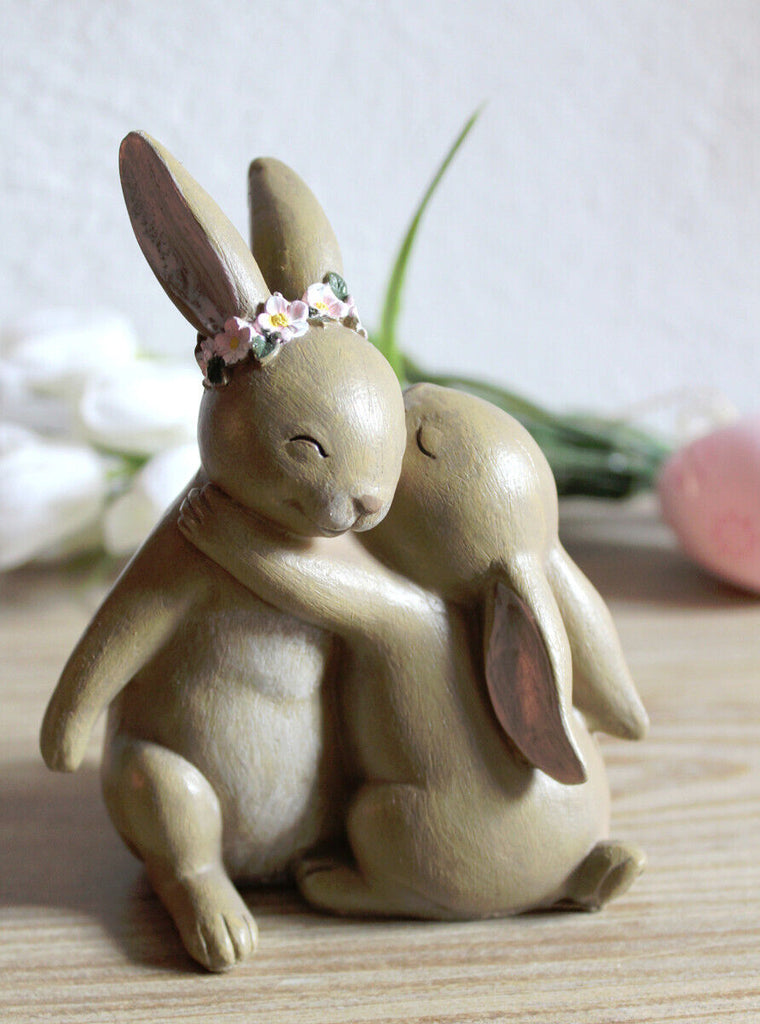 Hase Hasenpaar Mutter Kind Familie Deko Ostern Dekoration Figur Tischd