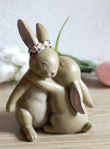 Hase Hasenpaar Mutter Kind Familie Deko Ostern Dekoration Figur Tischdeko Osterhase modern Osterschmuck Osterdeko