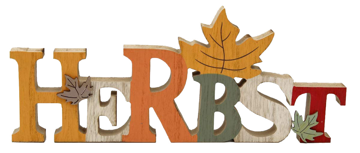 LB H&F Schriftzug Herbst zum hinstellen Holz Herbstblätter Blätter Natur 30 cm Gross Herbstdeko BLATT