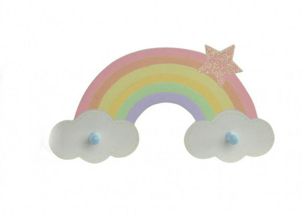 LB H&F Lilienburg Garderobenhaken Garderobe Haken Wandgarderobe Kleiderhaken KINDERZIMMER Regenbogen 40 cm Gross (Türkis)