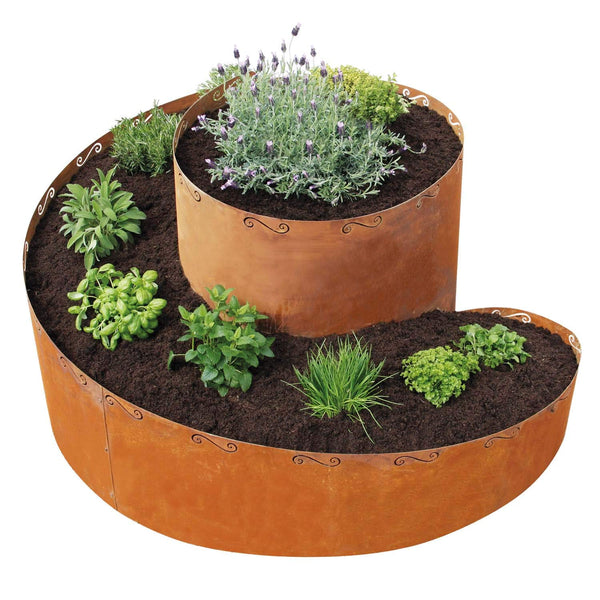 LB H&F Kräutergarten Kräuterspirale Metall Rost Kräuterschnecke rund Kräuterbeet Hochbeet 38 x 38 cm für Garten oder Terrasse