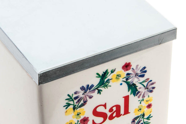 LB H&F Lilienburg Salztopf Zuckertopf Salstreuer Keramik weiß mit Metalldeckel -Küchendeko Dekoration Küche FLORAL
