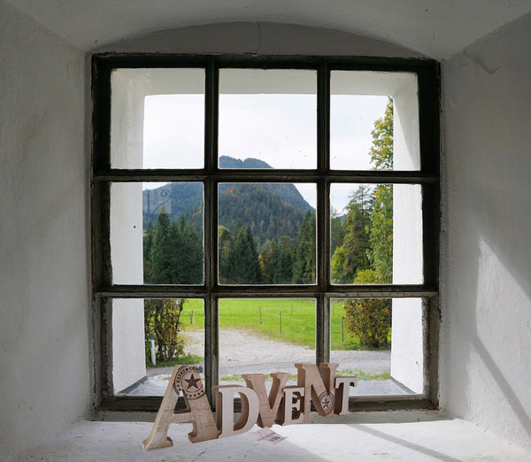 LB H&F Weihnachtsdeko Schriftzug Advent zum hinstellen Holz Natur Winterdeko Holzaufsteller Adventsdeko