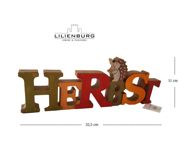 LB H&F Schriftzug Herbst zum hinstellen Holz Natur 33 cm Groß Herbstdeko