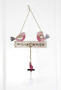 LB H&F Türhänger Dekohänger Willkommen Türschild Vogel Frühling Ostern Holz Deko