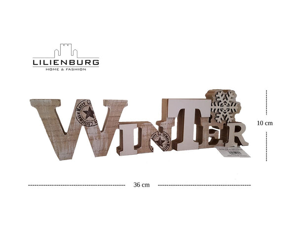 LB H&F Weihnachtsdeko Schriftzug Winter zum hinstellen Holz Natur Winterdeko Holzaufsteller Winterschriftzug